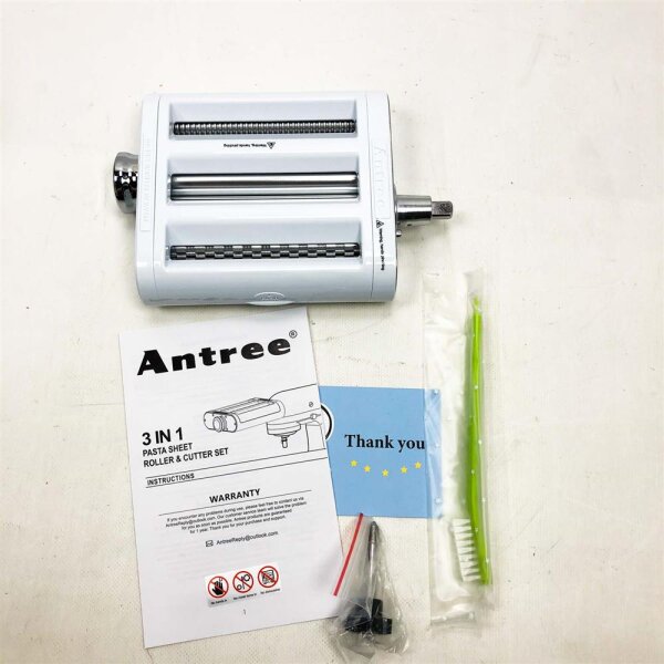 Antree Pasta Roller & Cutting Attachment 3 in 1 Set for KitchenAid Stand Mixer. including pasta sheet roller, spaghetti cutter, fettuccine cutter cutter