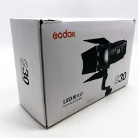 Godox S30 focusing LED light with aspherical optical lens, 30 W spot brightness, dimmable with CRI 96+, 5600 K multiple power supply for photo video interviews indoors and outdoors